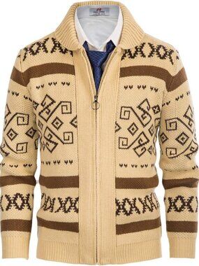 Cozy Men's Zip-Up Cardigan Sweater with Shawl Collar - Perfect for Layering